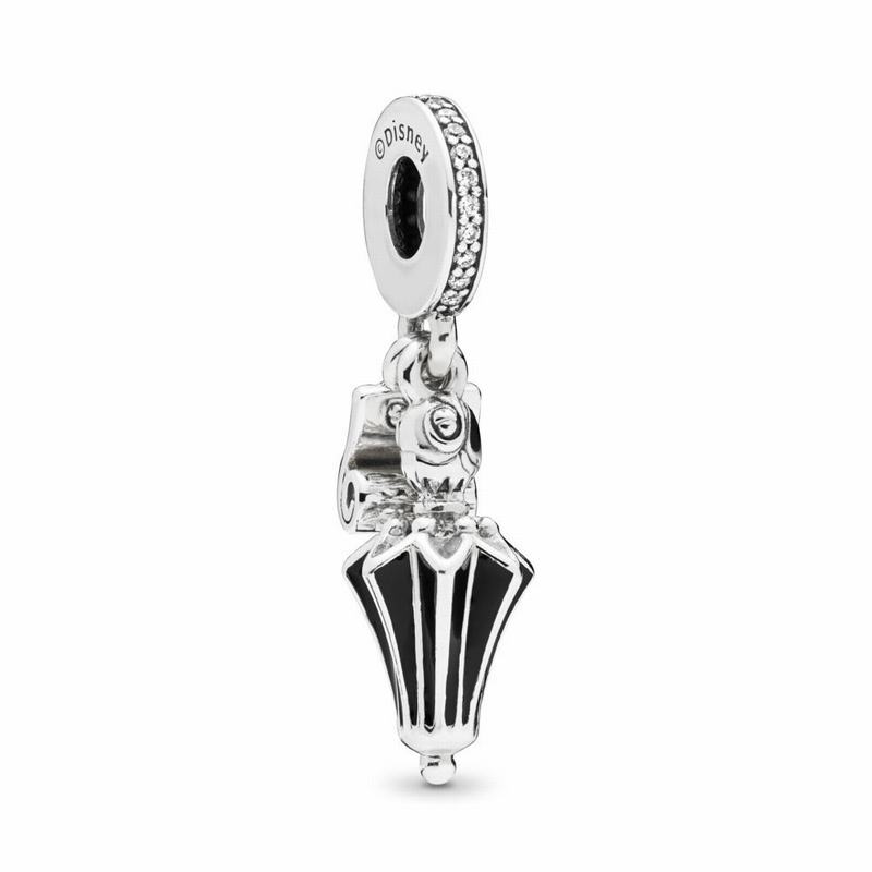 Pandora Disney Mary Poppins’ Umbrella Dangle Charm Ireland - Sterling Silver/Enamel/Black/Cubic Zirc